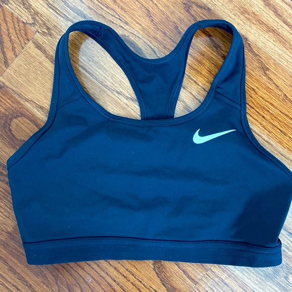 Women's Nike Sports Bra. Black with white swoosh. - Picture 2 of 3